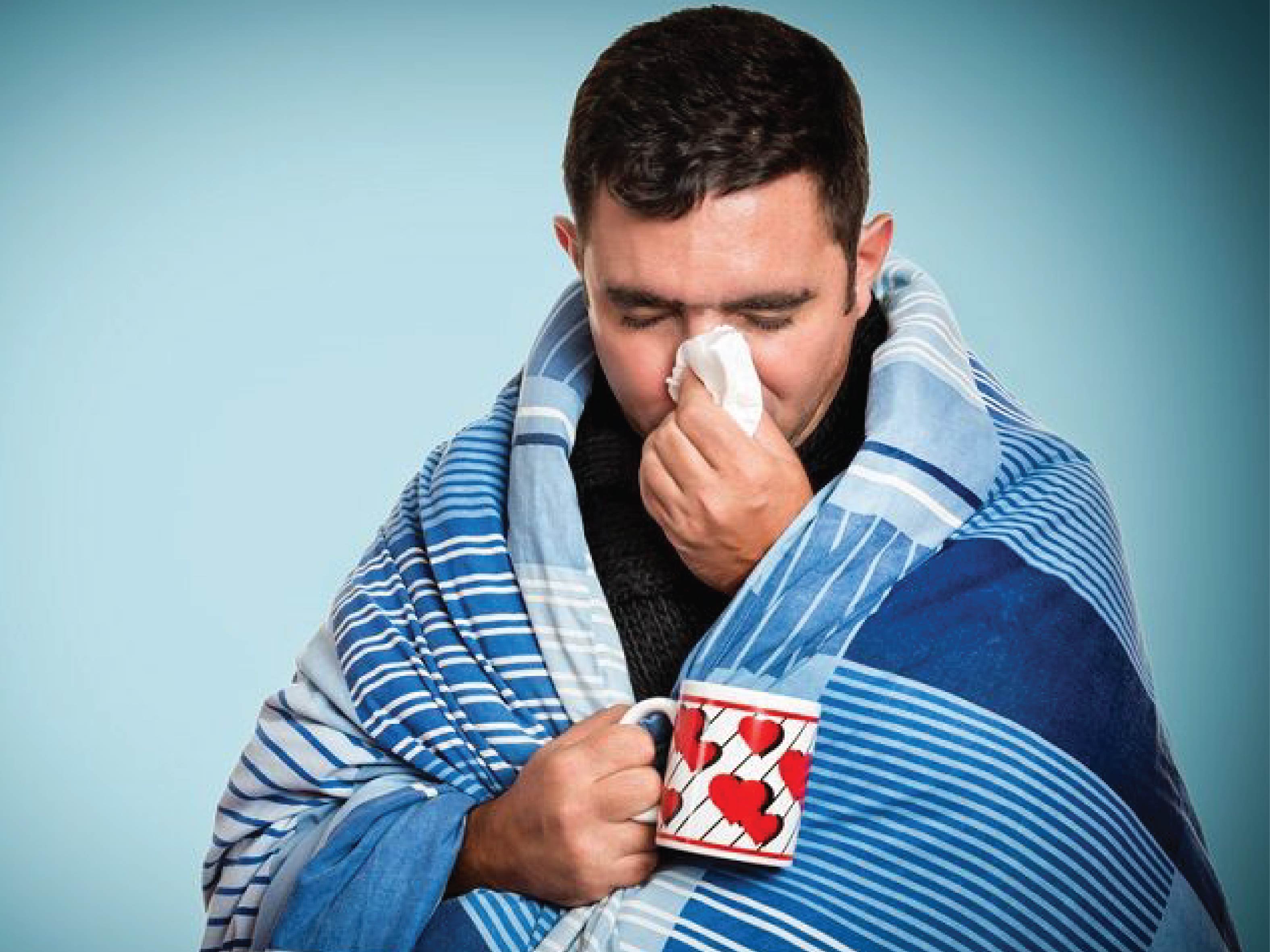 Common cold. Больной гриппом. Заболевший человек. Человек с простудой. Простуда насморк.